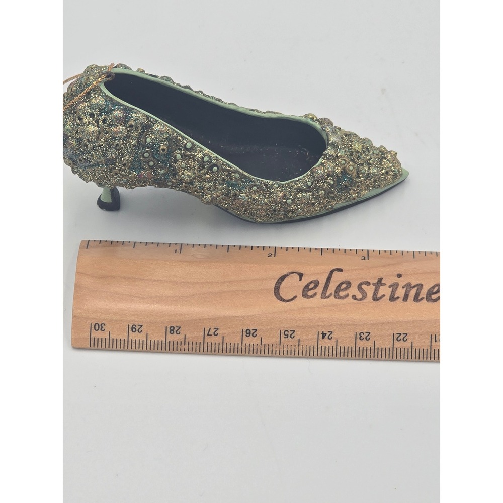 Vintage Met Museum Shoe Ornament Green Roger Vivier Dior Beaded Pump Heel MMA